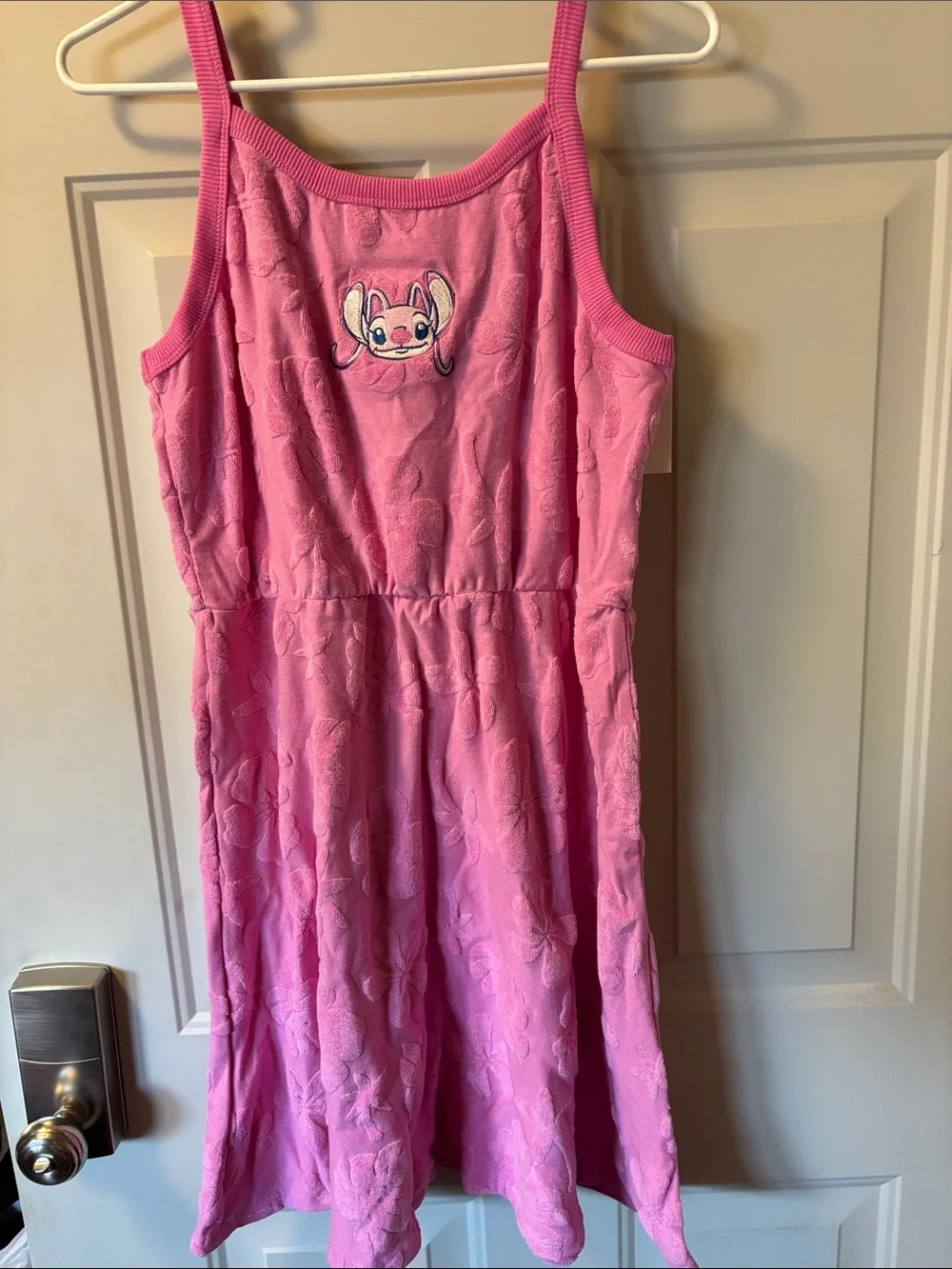 Disney Pink Sleeveless Terry Dress with Embroidered Character